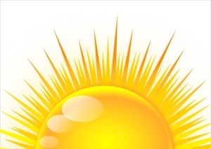 Half of the sun at sunrise