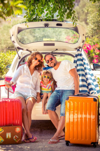 Family going on summer vacation. Car travel concept
